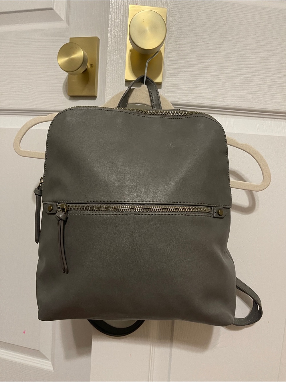 Classic Women's Grey Leather Backpack